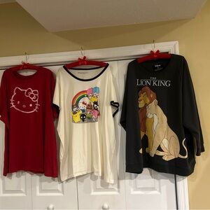 (3) NWT TORRID Hello Kitty ANNIVERSARY T-Shirt Tee SIZE 6 6X + DISNEY LION KING
